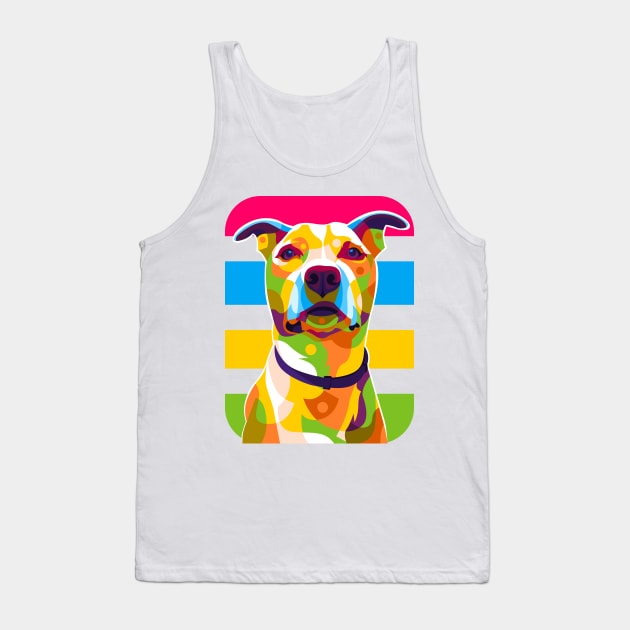 Pit Bull Dog Portrait Colorful Pop Art Tank Top by wpaprint